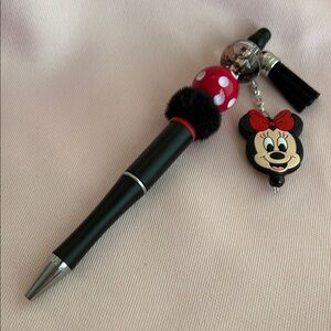🟢 Hand Crafted Black and Red Minnie Mouse Pen